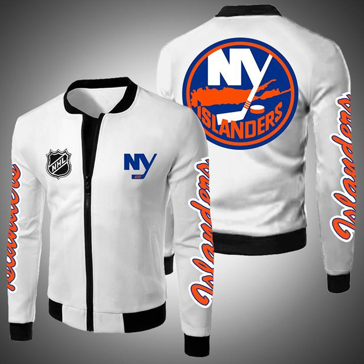 New York Islanders White Bomber Jacket
