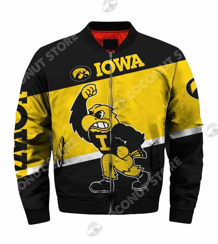 Iowa Hawkeyes Black Gold Mascot Bomber Jacket