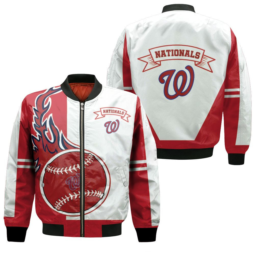 Washington Nationals Red White Bomber Jacket