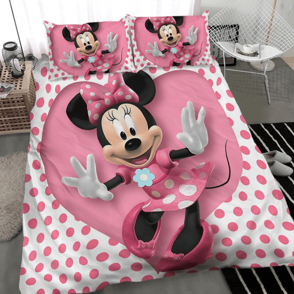 Minnie Bedding Set DN Minnie Dancing Dots Pattern Duvet Covers White