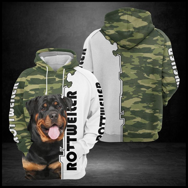 Rottweiler Camo Pattern 3D All Over Print Hoodie & Zip Hoodie