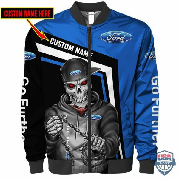Ford Go Further Ghost Rider Custom Name Bomber Jacket 25