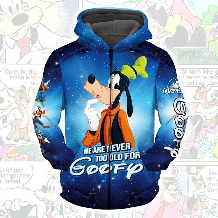 Cartoon Character Never Goofy 3d All Over Printed Shirt Zip Hoodie 3d Hoodie Zipper Hoodie