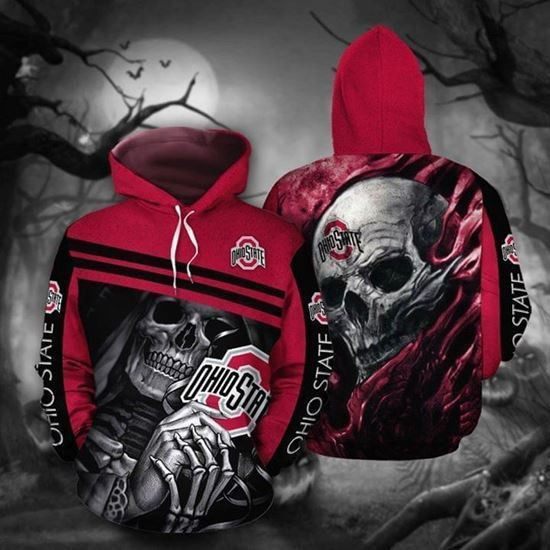 Ohio State Buckeyes Ncaa Skull 3D All Over Print Hoodie & Zip Hoodie