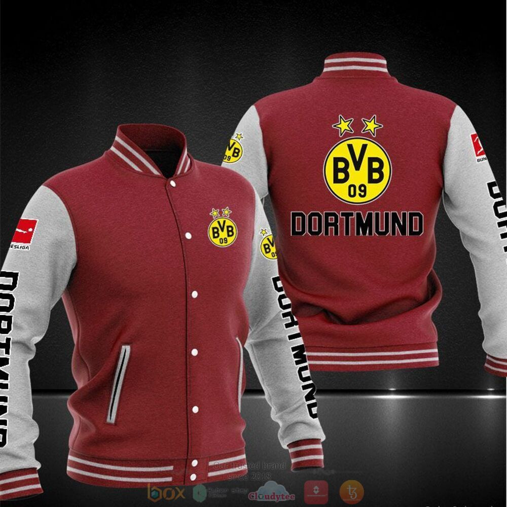 Borussia Dortmund Red Grey Baseball Jacket