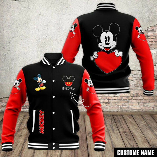 Personalized Walt Disney Mickey Mouse With Heart 6k908 Gift For Fan Baseball Jacket 132
