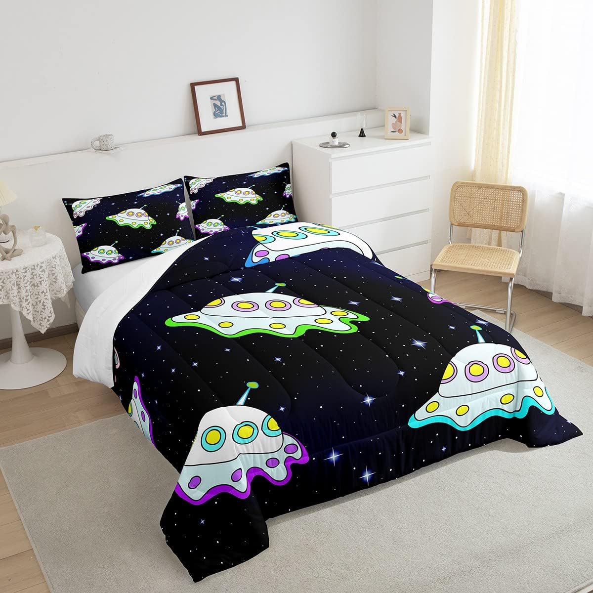 UFO Bedding Set UFO In Galaxy Pattern Duvet Covers
