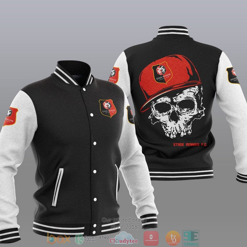 Stade Rennais FC Skull White Black Baseball Jacket