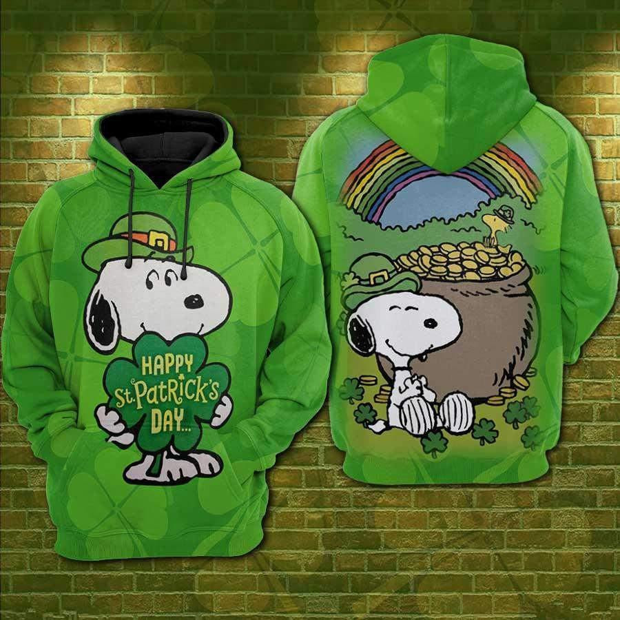 Snoopy With Pot Of Gold, Snoopy St. Patrick's Day Aop Hoodie