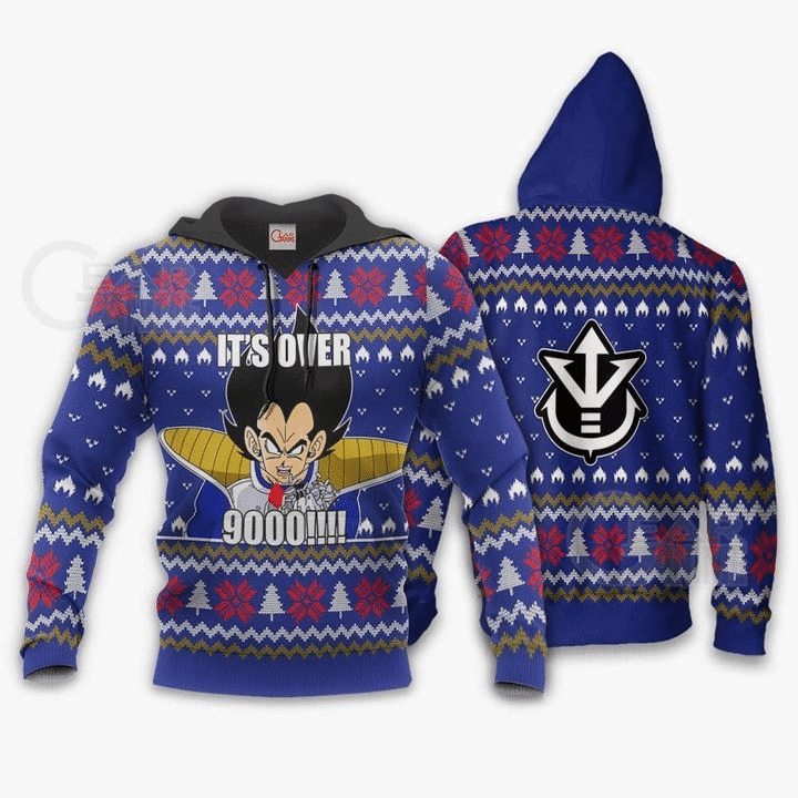 Vegeta Ugly Christmas It's Over 9000 Funny Dbz 3d Hoodie Zip Hoodie
