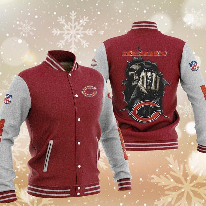 Chicago Bears Red In Grey Hades Boxing Baseball Jacket
