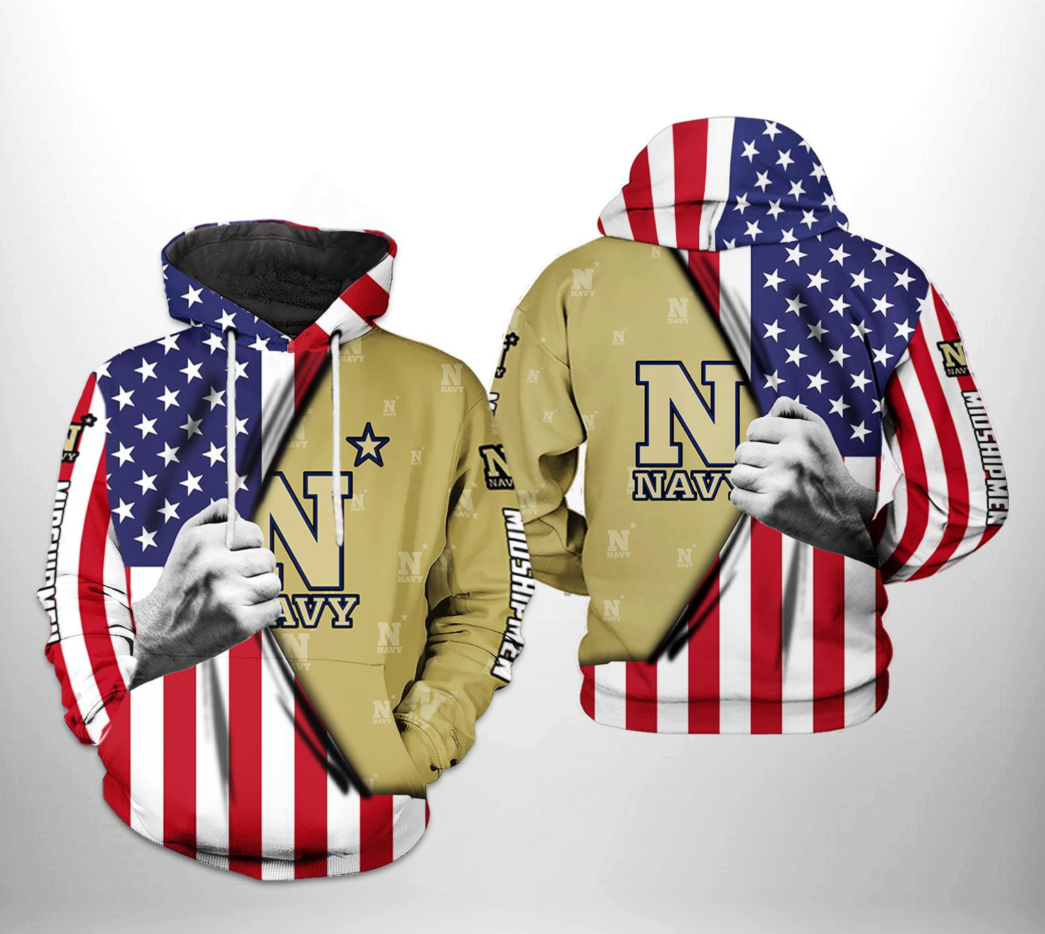 Navy Midshipmen US Flag 3D All Over Print Hoodie & Zip Hoodie