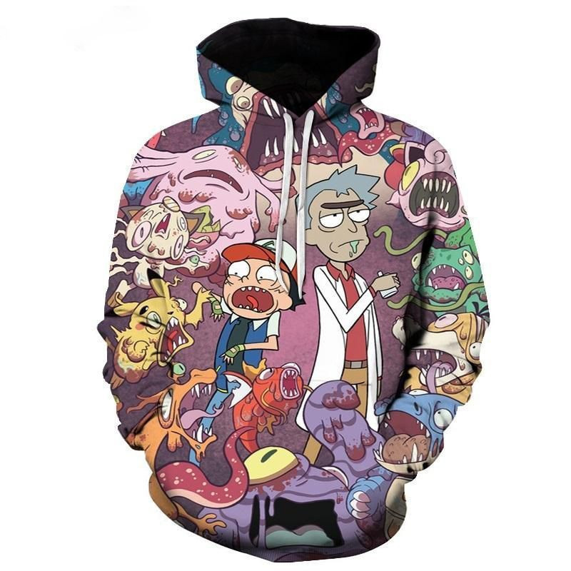 Pokemon Rick And Morty Gift Over Print 3d Hoodie Zip Hoodie 856