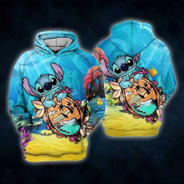 Stitch Ohana Hoodie Stitch Lover Gift Hoodie Lilo And Stitch Fan Hoodie Print All Over Unisex