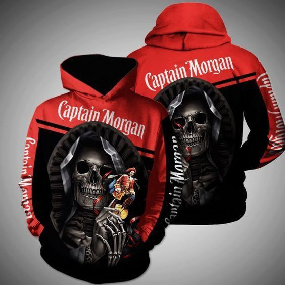 Death Skull Hug Captain Morgan 3D All Over Print Hoodie & Zip Hoodie