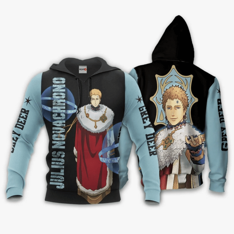 Julius Novachrono Black Clover Grey Deer 3d Hoodie Zip Hoodie