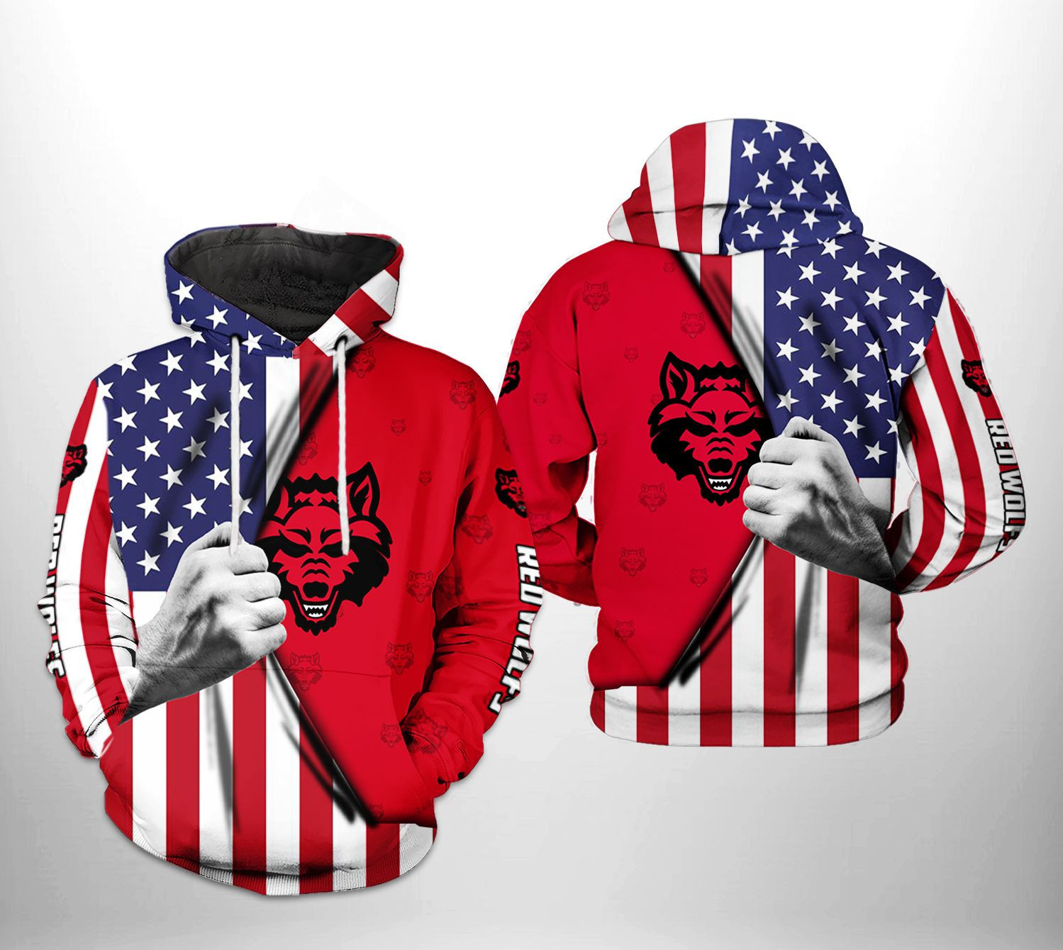 Arkansas State Red Wolfs US FLag 3D All Over Print Hoodie & Zip Hoodie