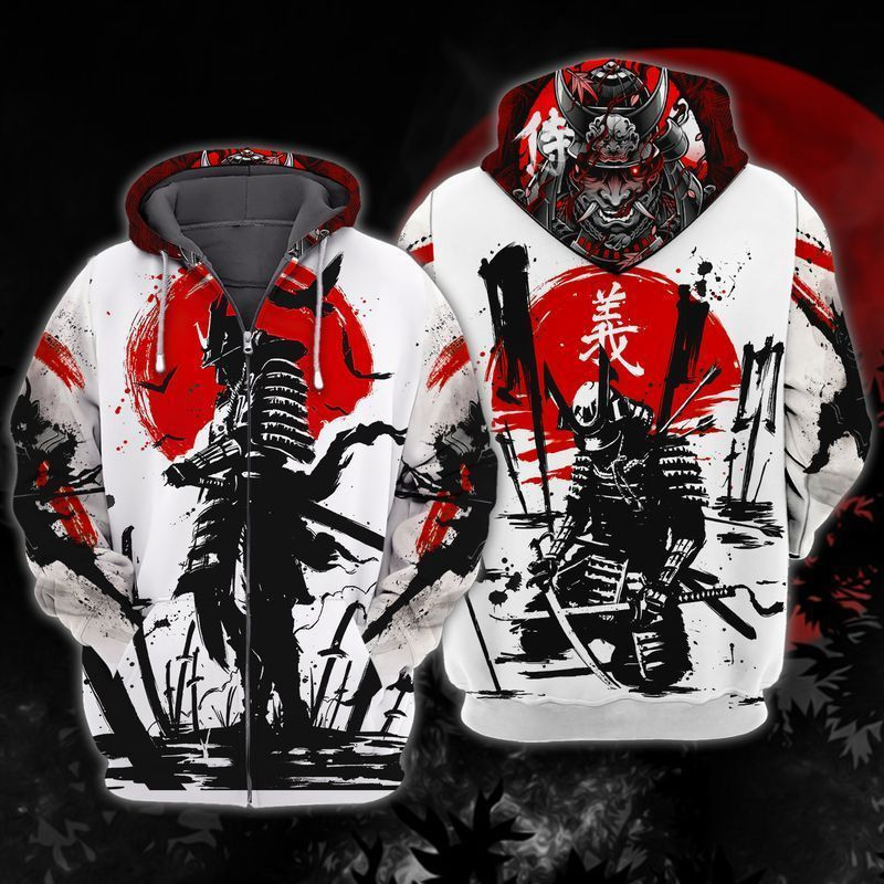 Red Moon Samurai Gift  3d Hoodie Zip Hoodie