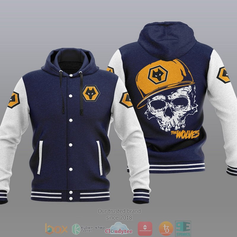 Wolverhampton Wanderers FC Dark Blue Skull Baseball Jacket