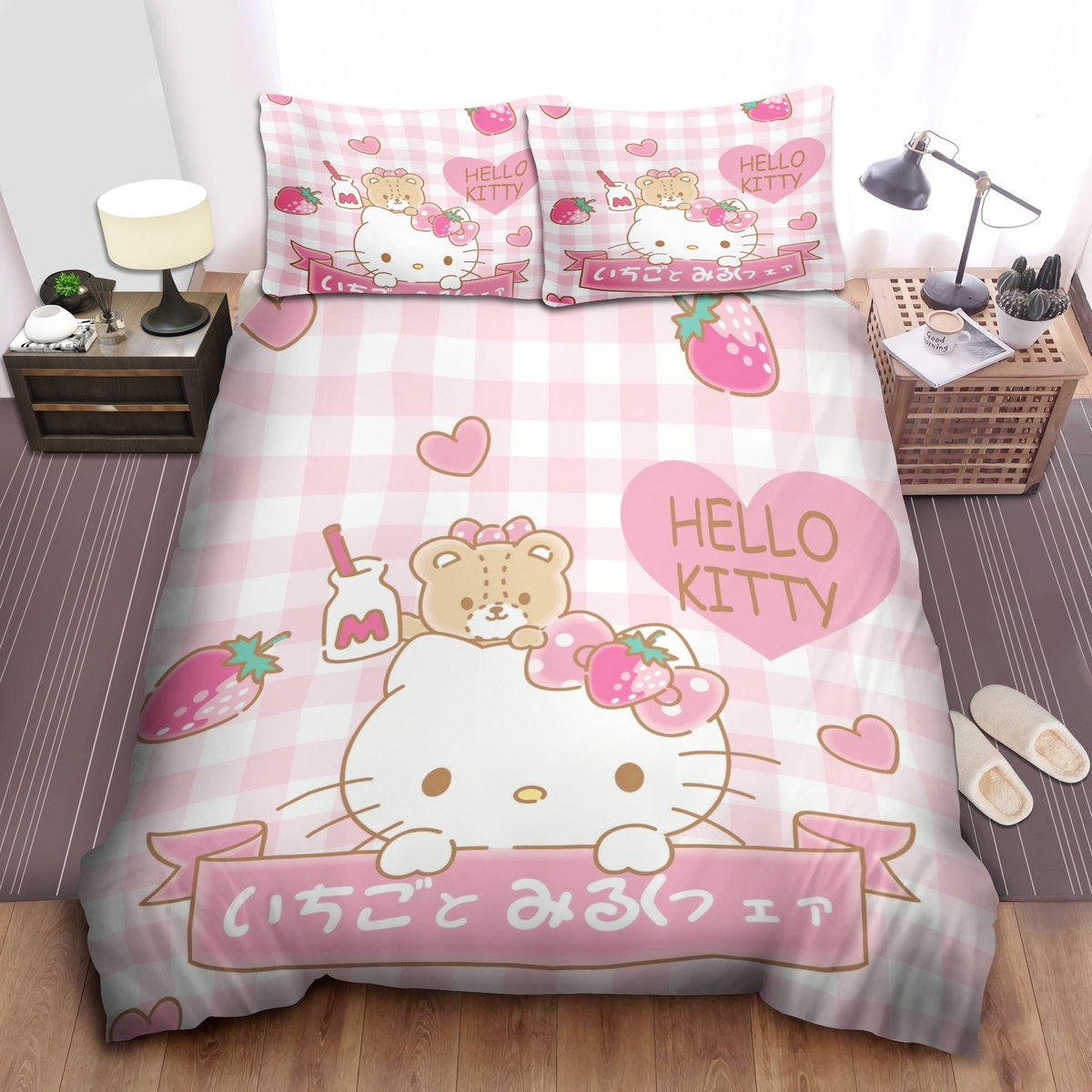 Hello Kitty Bedding Set Hello Kitty Strawberries And Heart Duvet Covers Pink