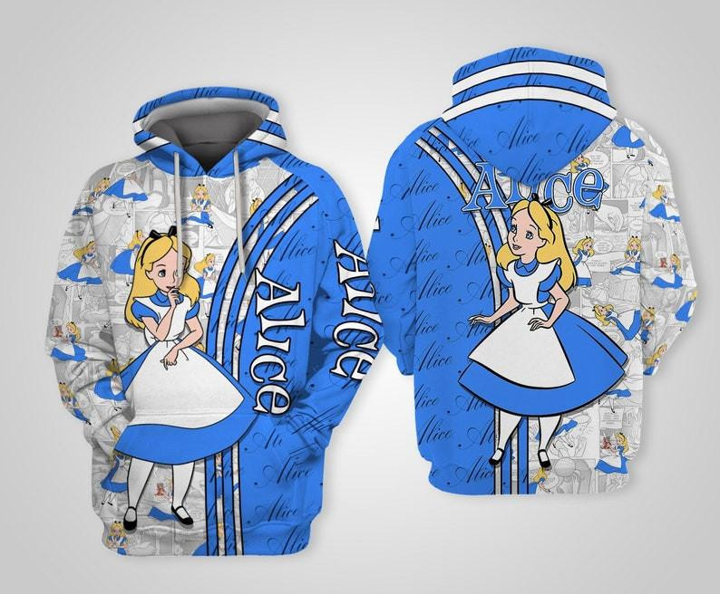 Alice In Wonderland Cartoon Fan Gift, Alice Comics Book Patterns All Over Print Hoodie, Zip Hoodie