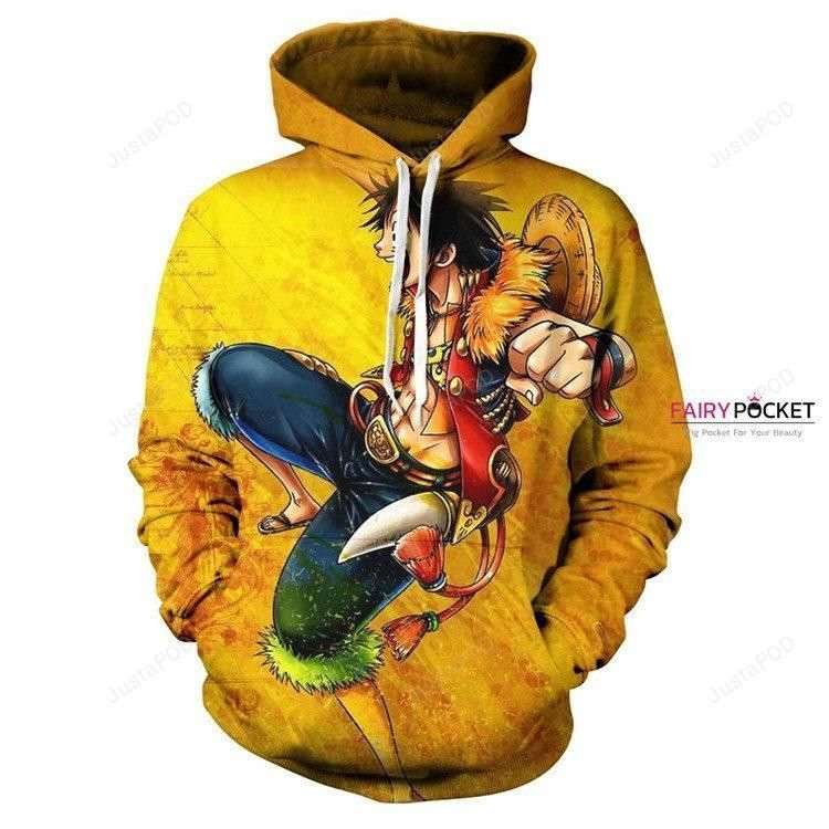 One Piece Monkey D. Luffy Yellow 3D All Over Print Hoodie & Zip Hoodie