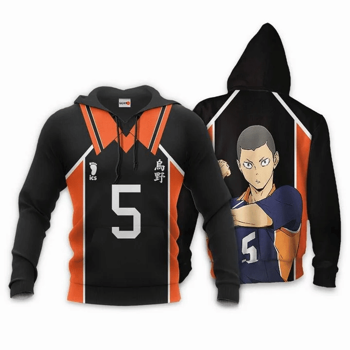 Ryunosuke Tanaka Karasuno Haikyuu Number 5 3d Hoodie Zip Hoodie