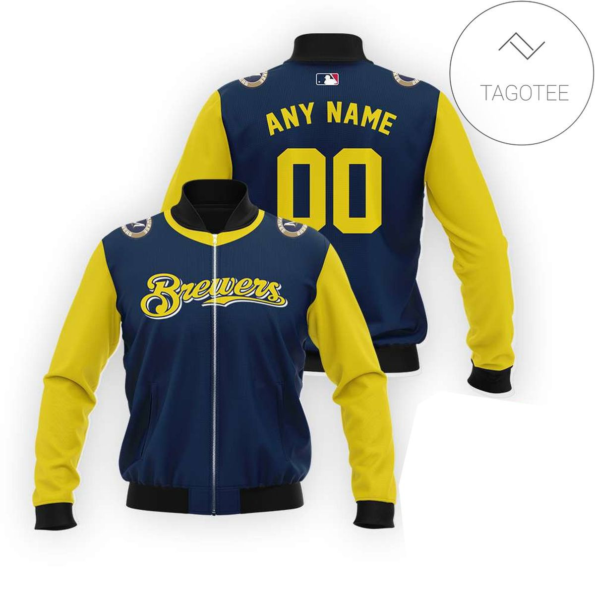 Milwaukee Brewers Custom Name Number Bomber Jacket V2