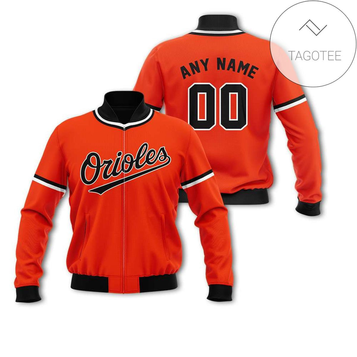Baltimore Orioles Custom Name Number Orange Bomber Jacket