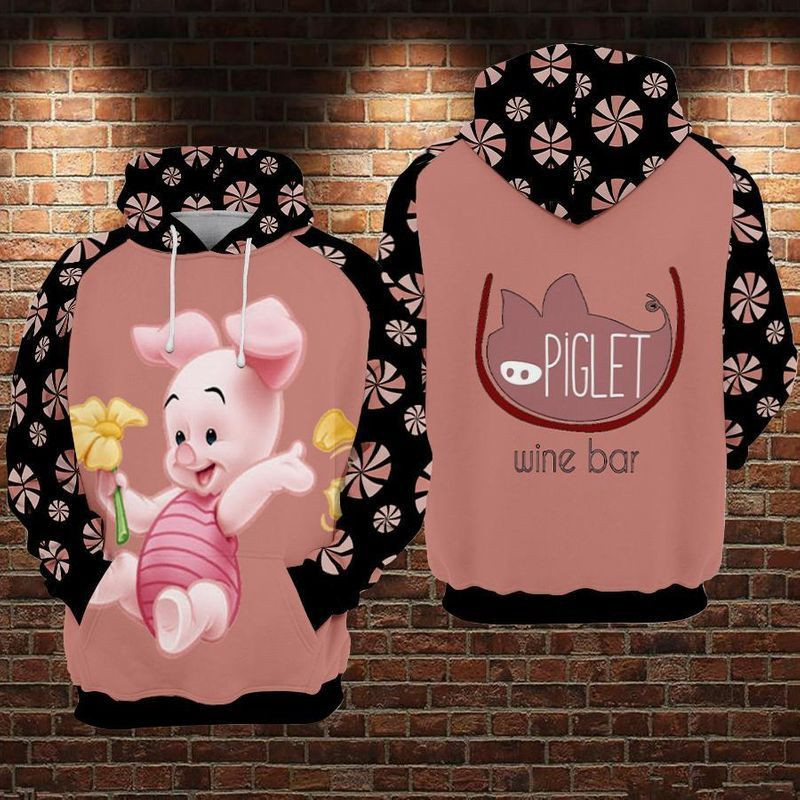 Piglet Wine Bar Over Print 3d Hoodie Zip Hoodie