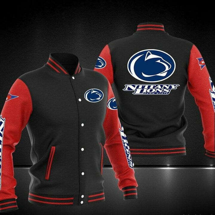 Penn State Nittany Lions Black Red Baseball Jacket
