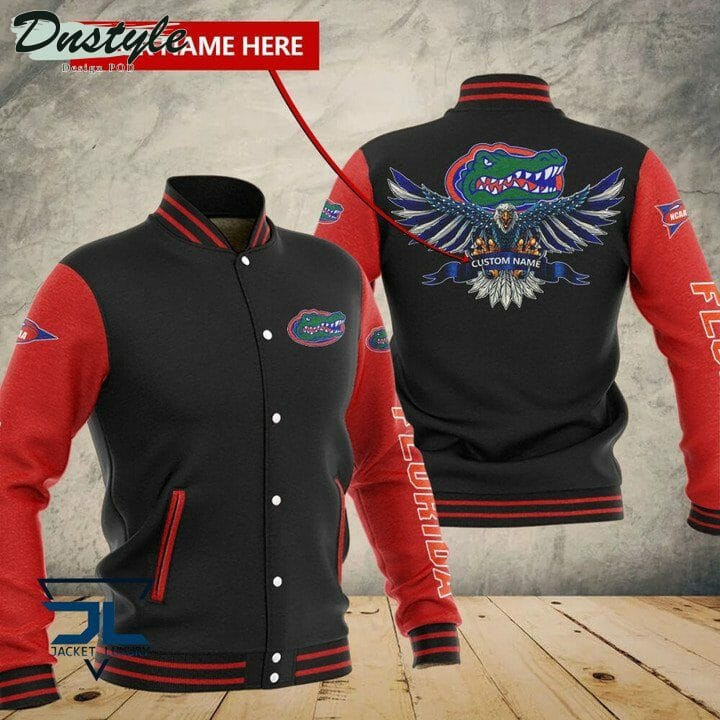Florida Gators Custom Name Black Red Baseball Jacket