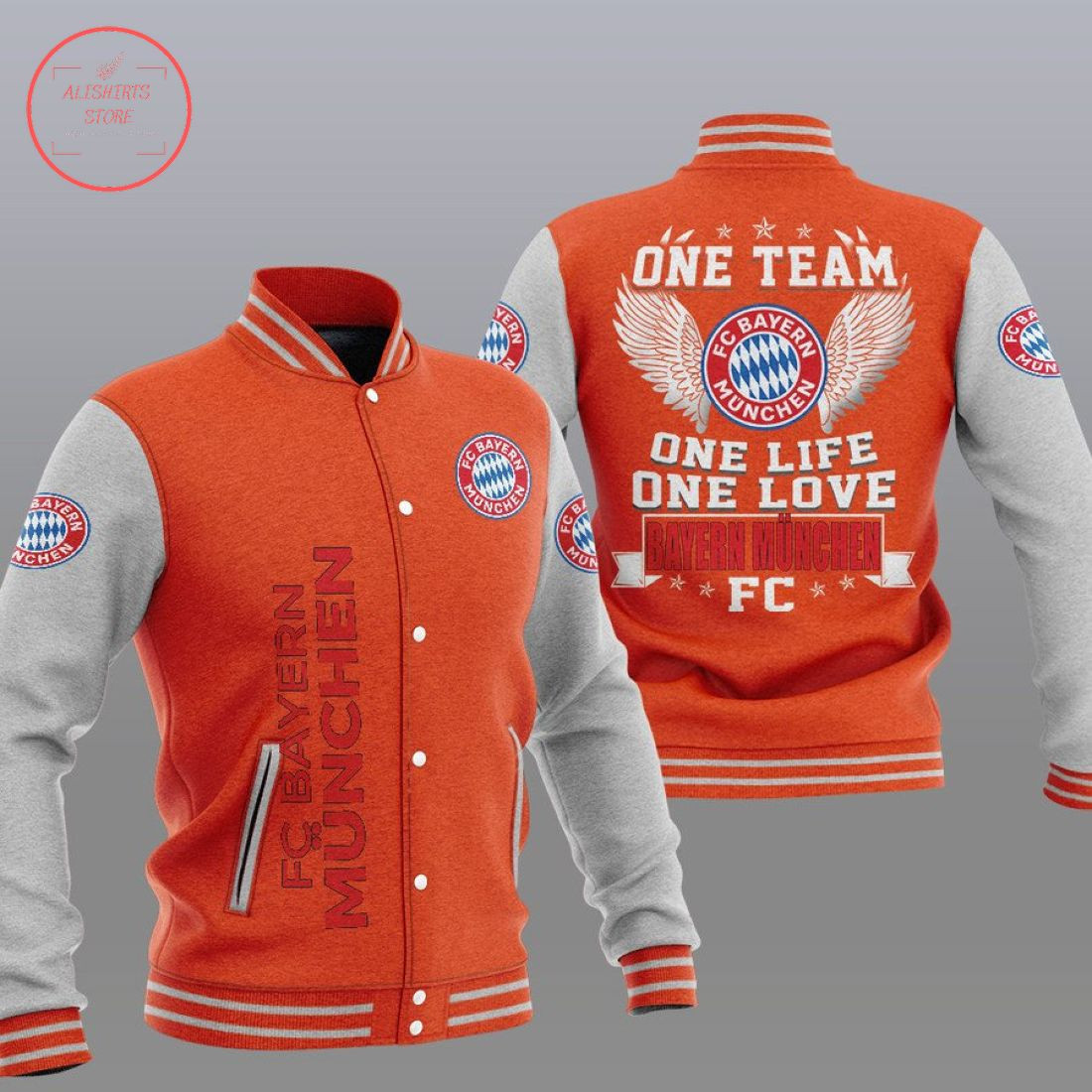 Bayern Munich Orange One Team Baseball Jacket