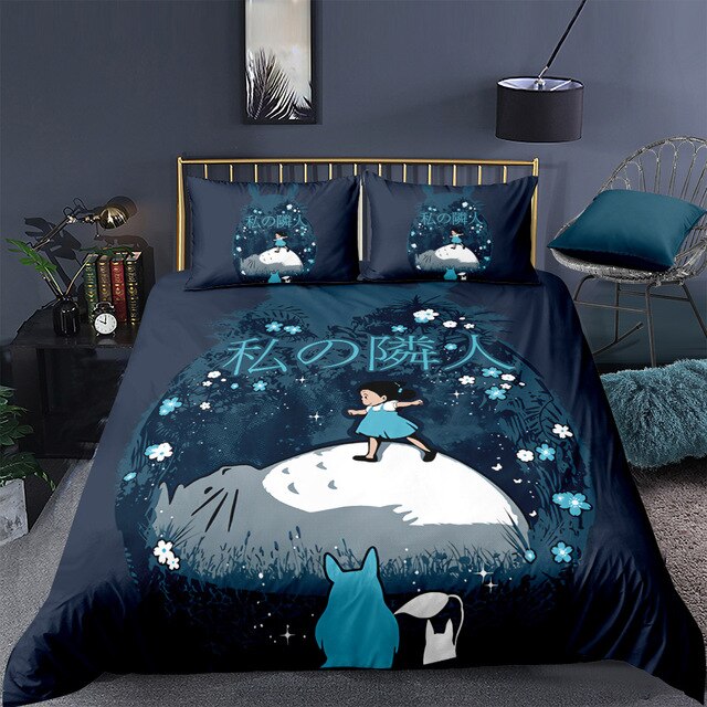 SGhibli Bedding Set Cute Tororo Sleeping At Night Duvet Covers