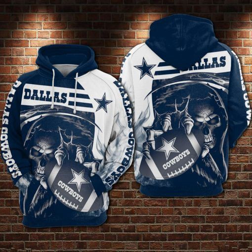 Cowboys Football Skull 3D All Over Print Hoodie & Zip Hoodie