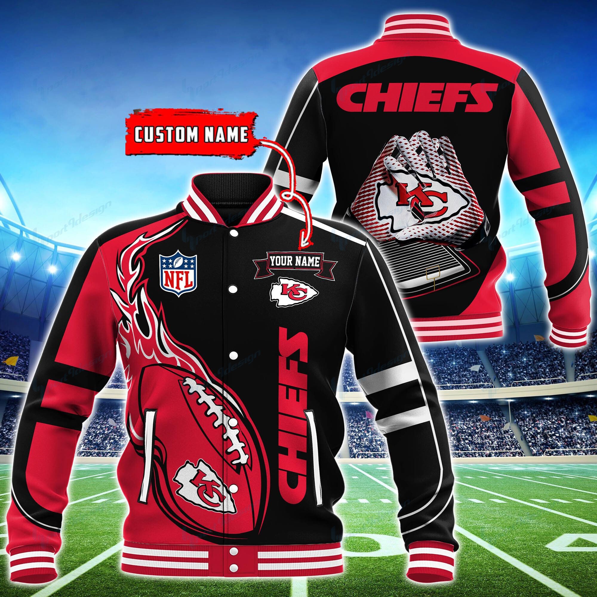 Kansas City Chiefs Personalized Baseball Jacket BG16