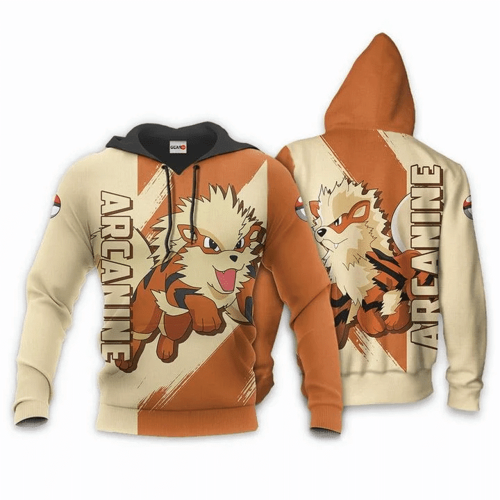 Pokemon Arcanine 3d Hoodie Zip Hoodie