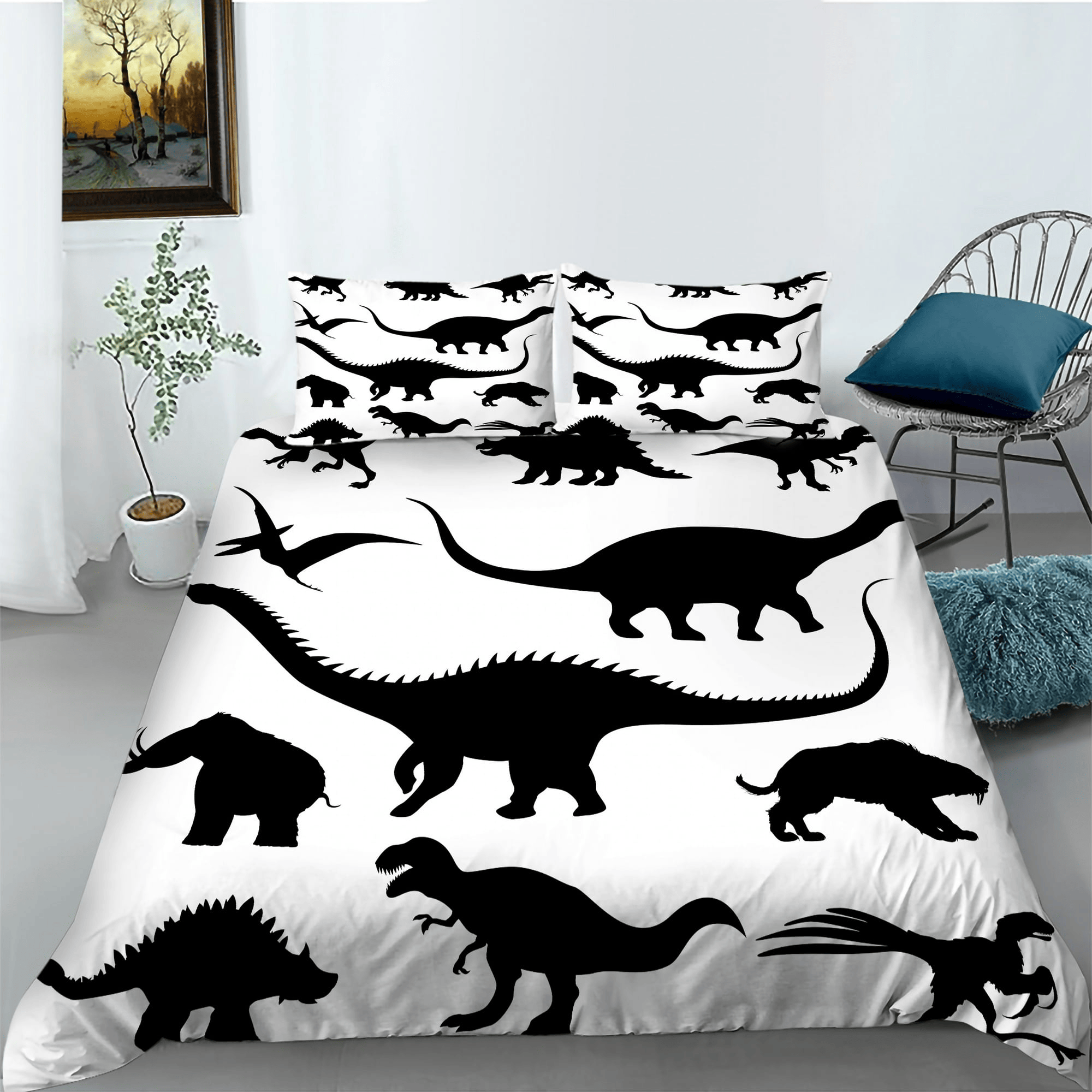 Dinosaur Bedding Set Cartoon Dinosaur Painting Modern Duvet Covers