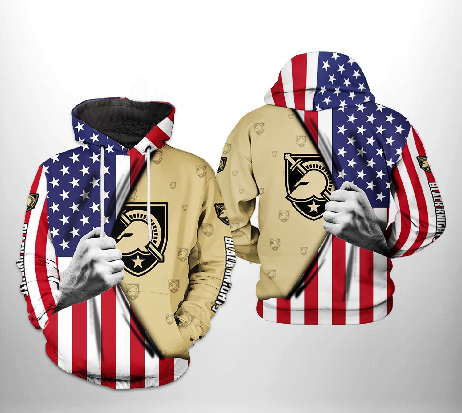Army Black Knights US FLag 3D All Over Print Hoodie & Zip Hoodie