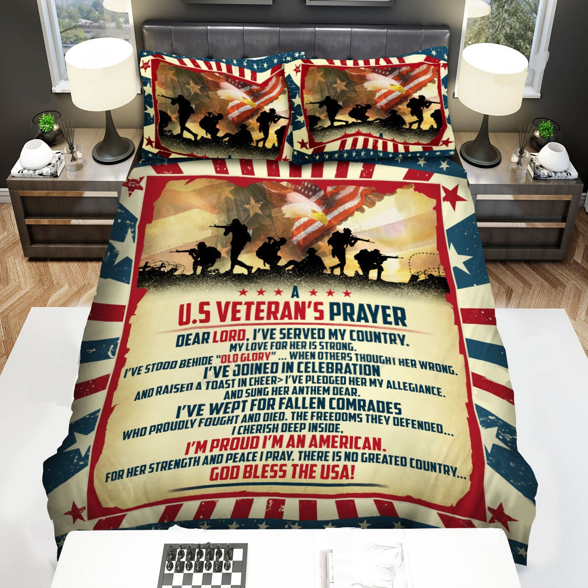 Veteran Bedding Set A US Veteran's Prayer God Bless The USA Duvet Covers