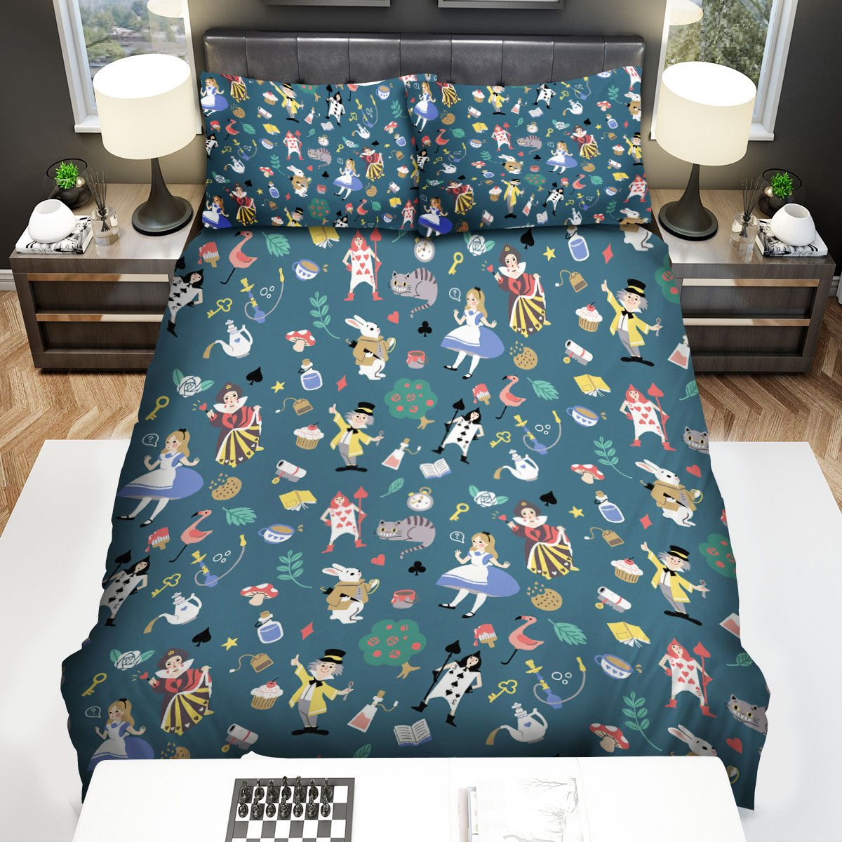 Alice In Wonderland Bedding Set Alice In Wonderland Characters Doodles Pattern Duvet Covers