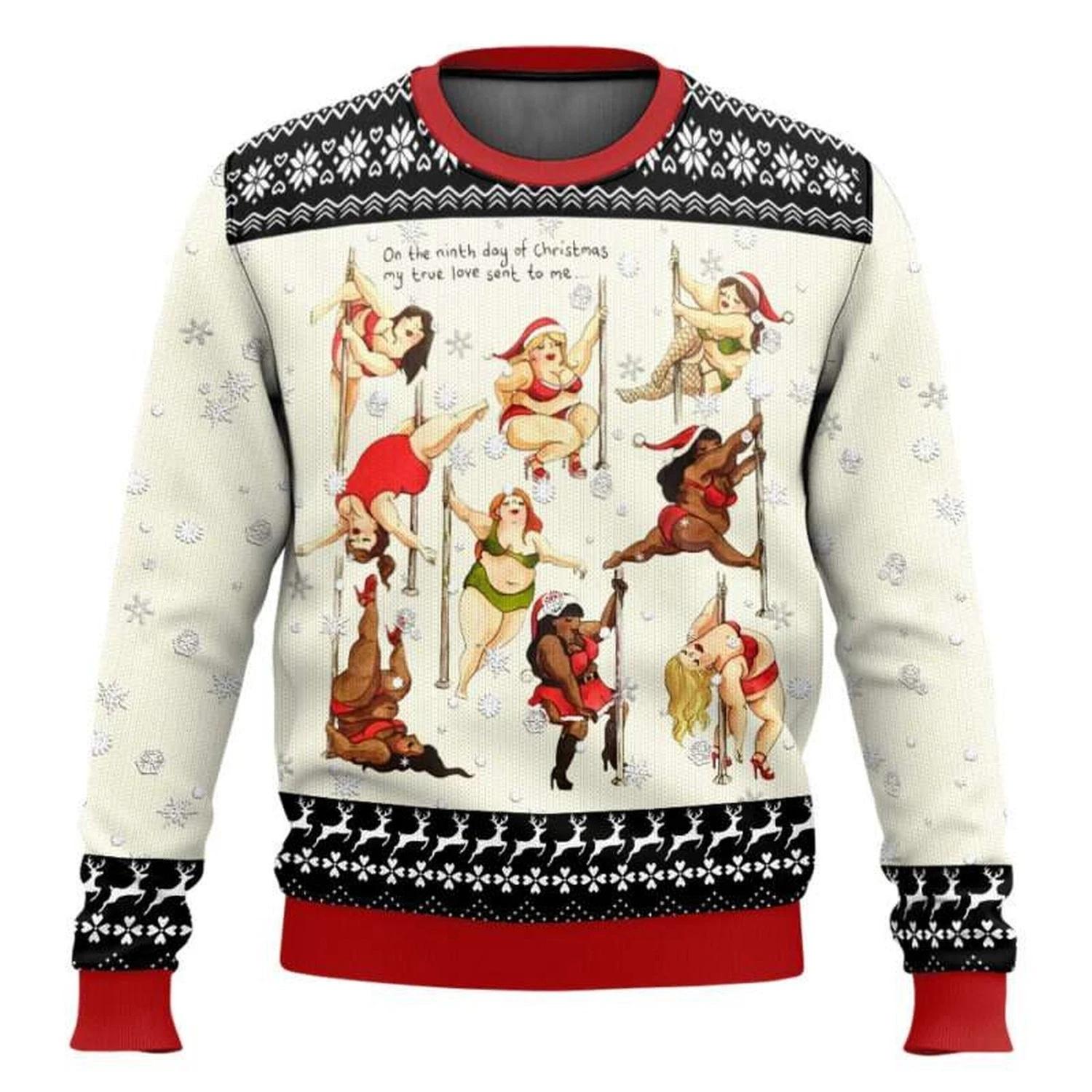 Nine Ladies Dancing Sexy Ugly Christmas Sweater