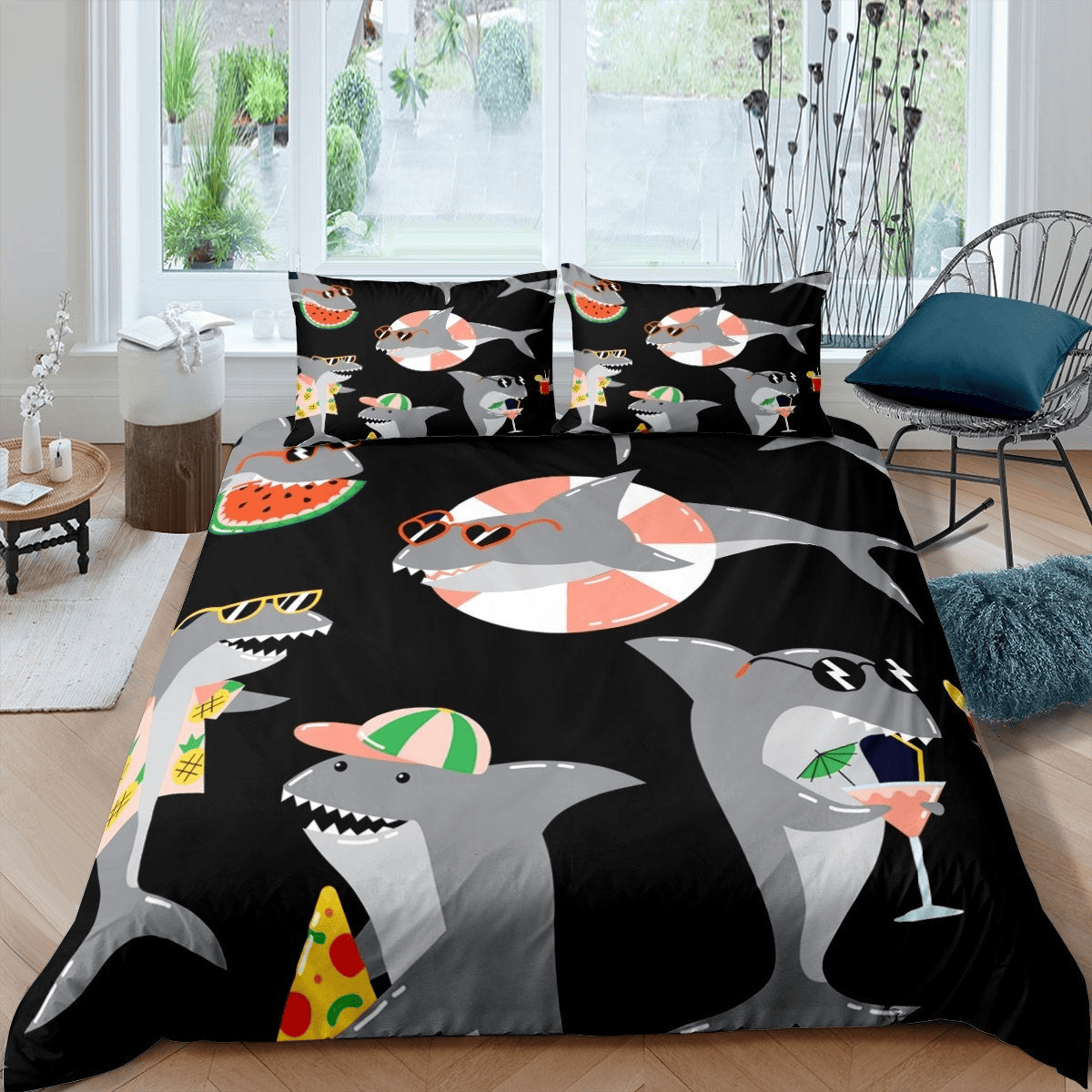 Shark Bedding Set Shark Summer Vibe Pattern Duvet Covers