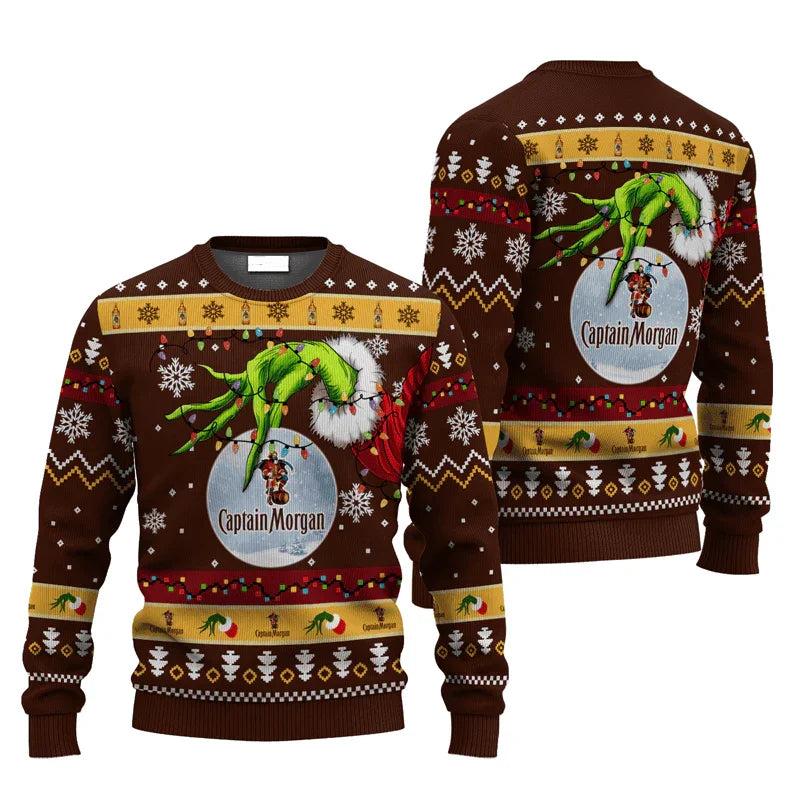 Captain Morgan Grinch Hand Stock Ugly Christmas Sweater