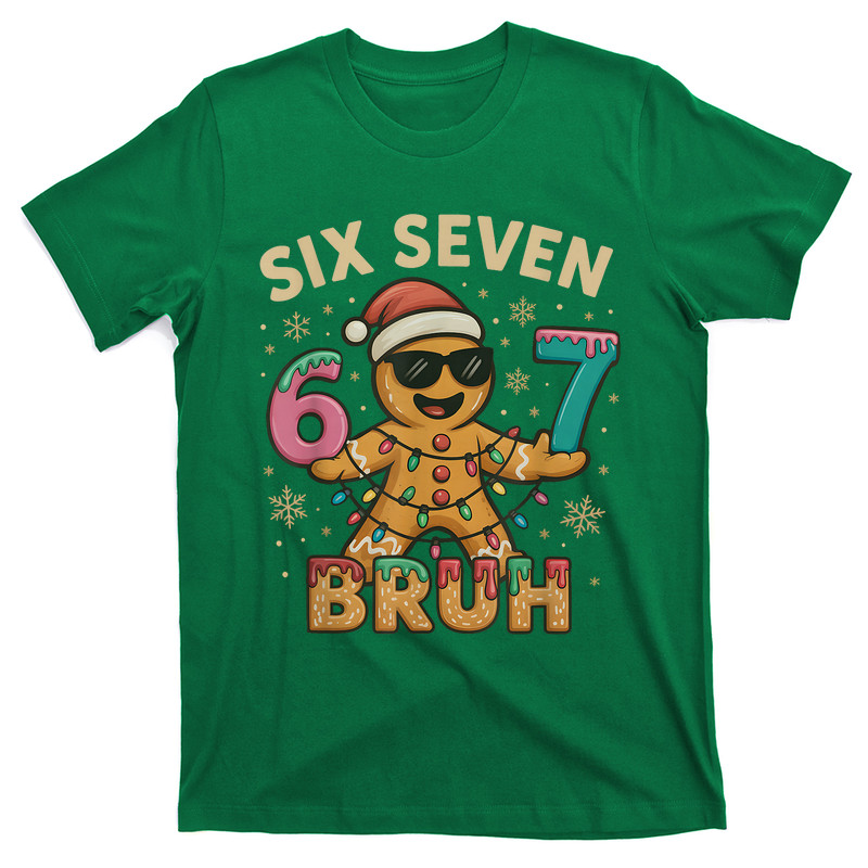 Bruh 67 Christmas Six Seven Gingerbreadman Boys 67 Christmas T-Shirt