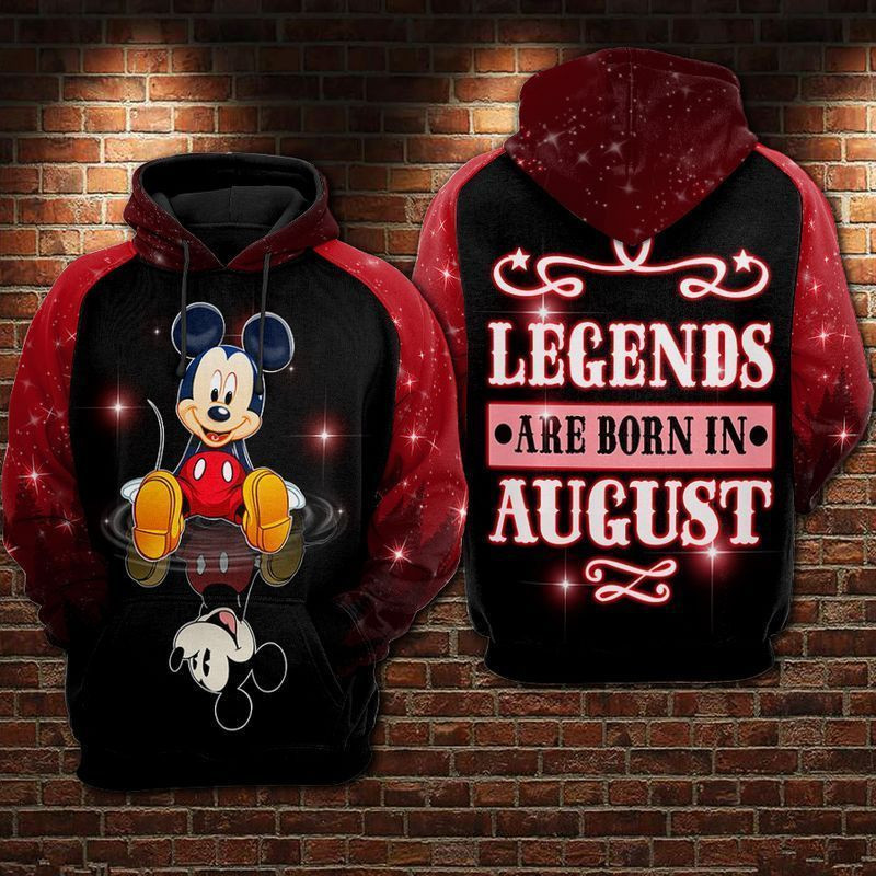 Mickey Mouse Legends Are Born In August Over Print 3d Hoodie Zip Hoodie 301