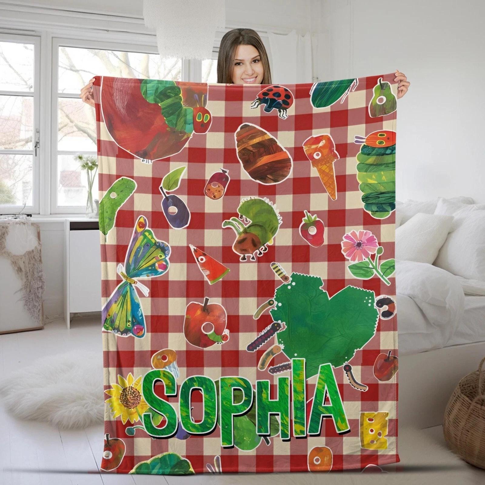 Personalized The Very Hungry Caterpillar Blanket Book Fleece Sherpa Blanket