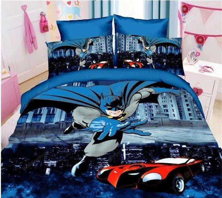 Batman Bedding Set DC Batman Running Batmobile Cartoon Duvet Covers