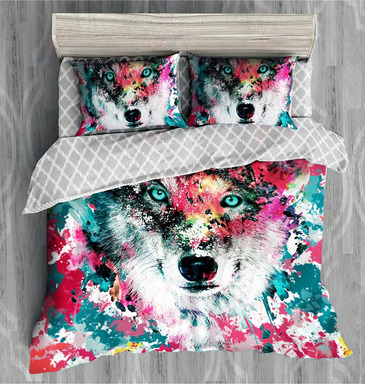 Wolf Bedding Set Wolf Art Painting Watercolor Duvet Covers