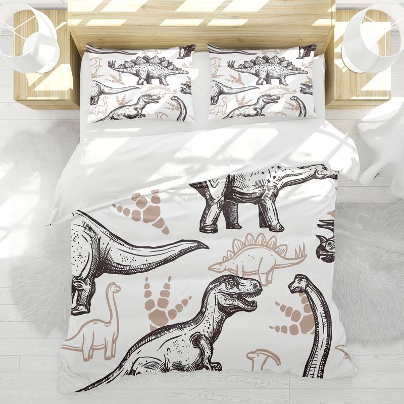 Dinosaur Bedding Set Drawing Many Type Of Dinosaurs Duvet Covers